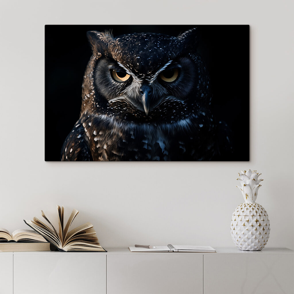 Regard de hibou dans un intérieur