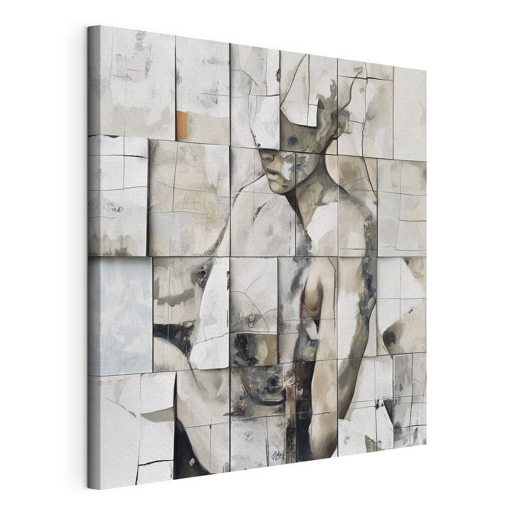 Silhouette aux carreaux pâles, toile tendue et bord enveloppé