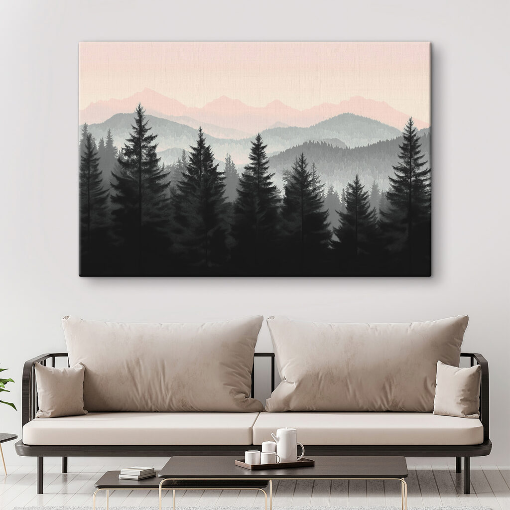 Pins et horizon rose — intérieur 3
