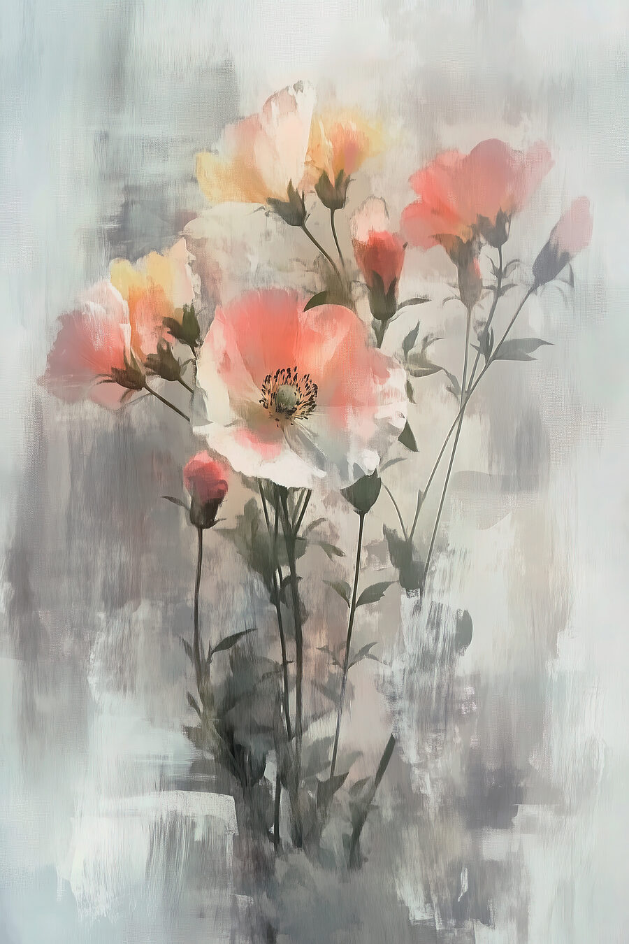 Coquelicots sur fond pâle — motif complet