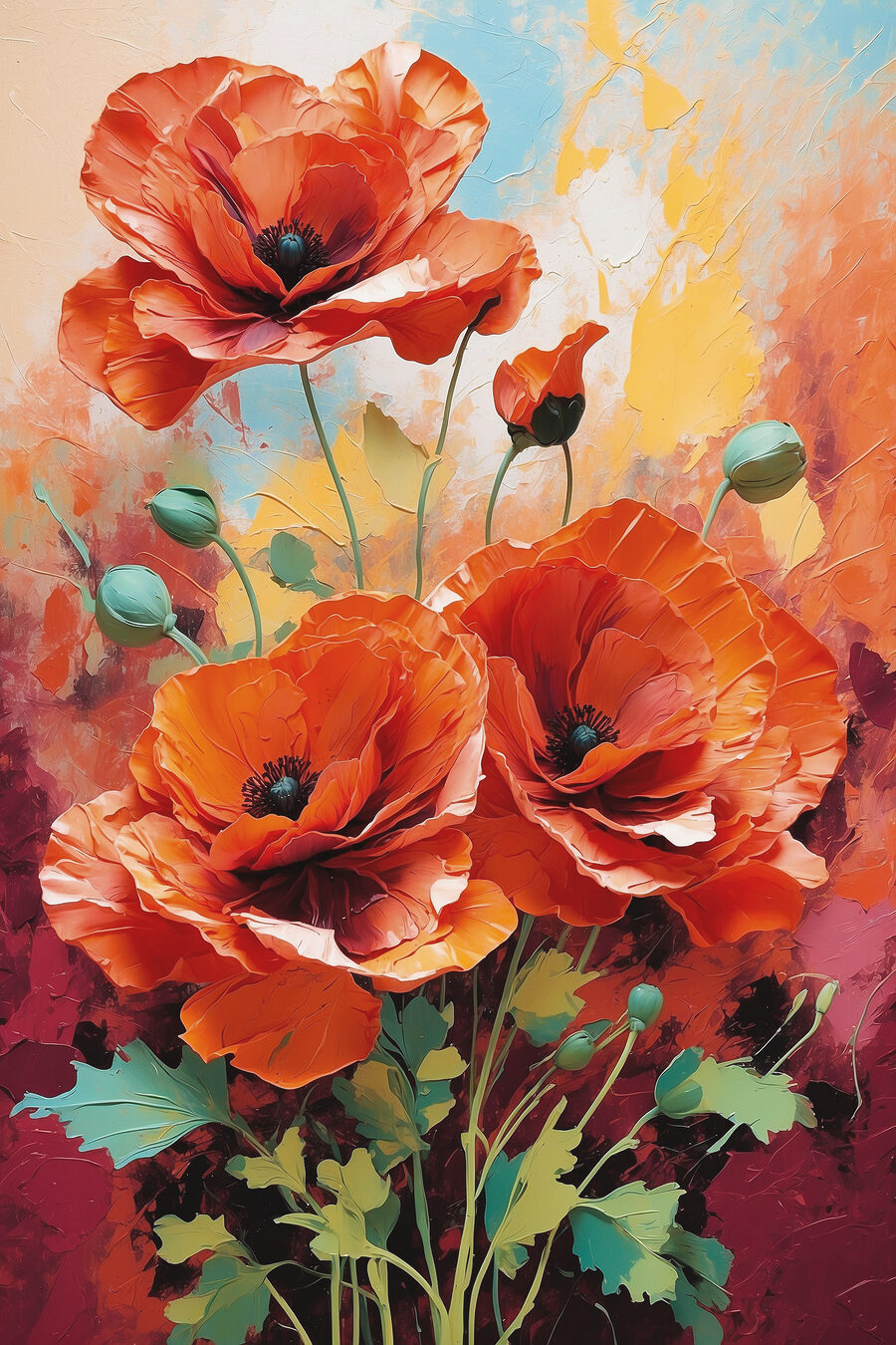Coquelicots orange — motif complet