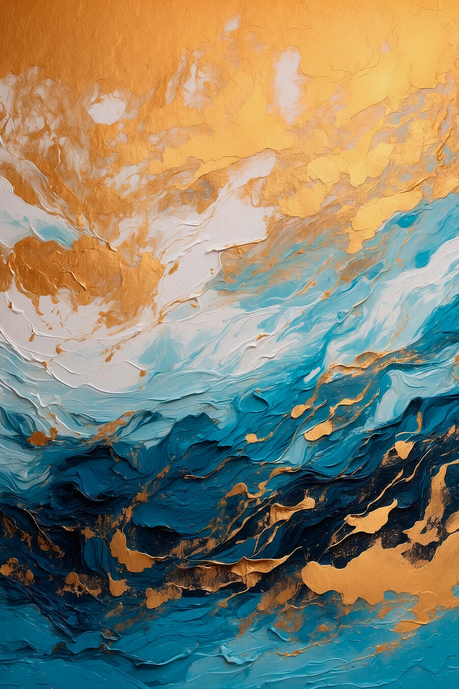 Nuages dorés, crêtes bleues — motif complet