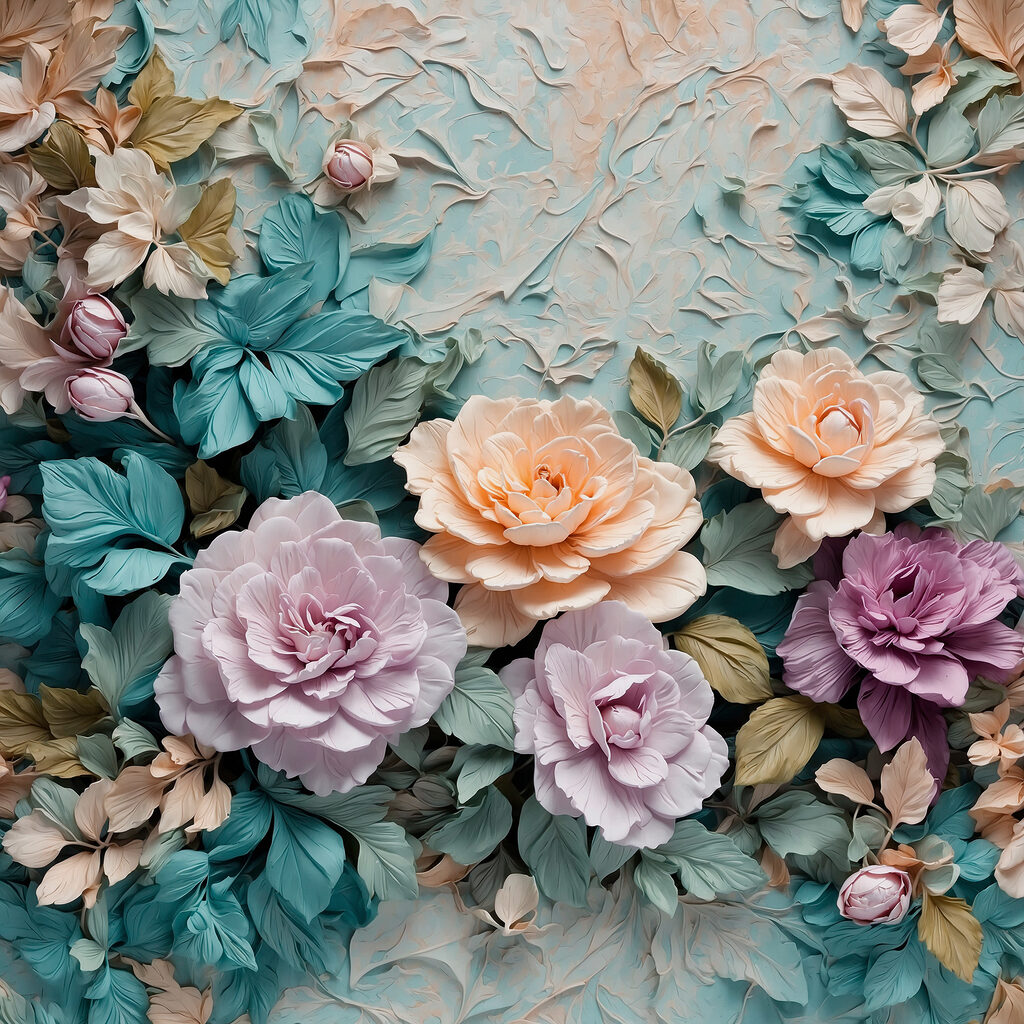 Fleurs pastel, feuillage frais — motif complet