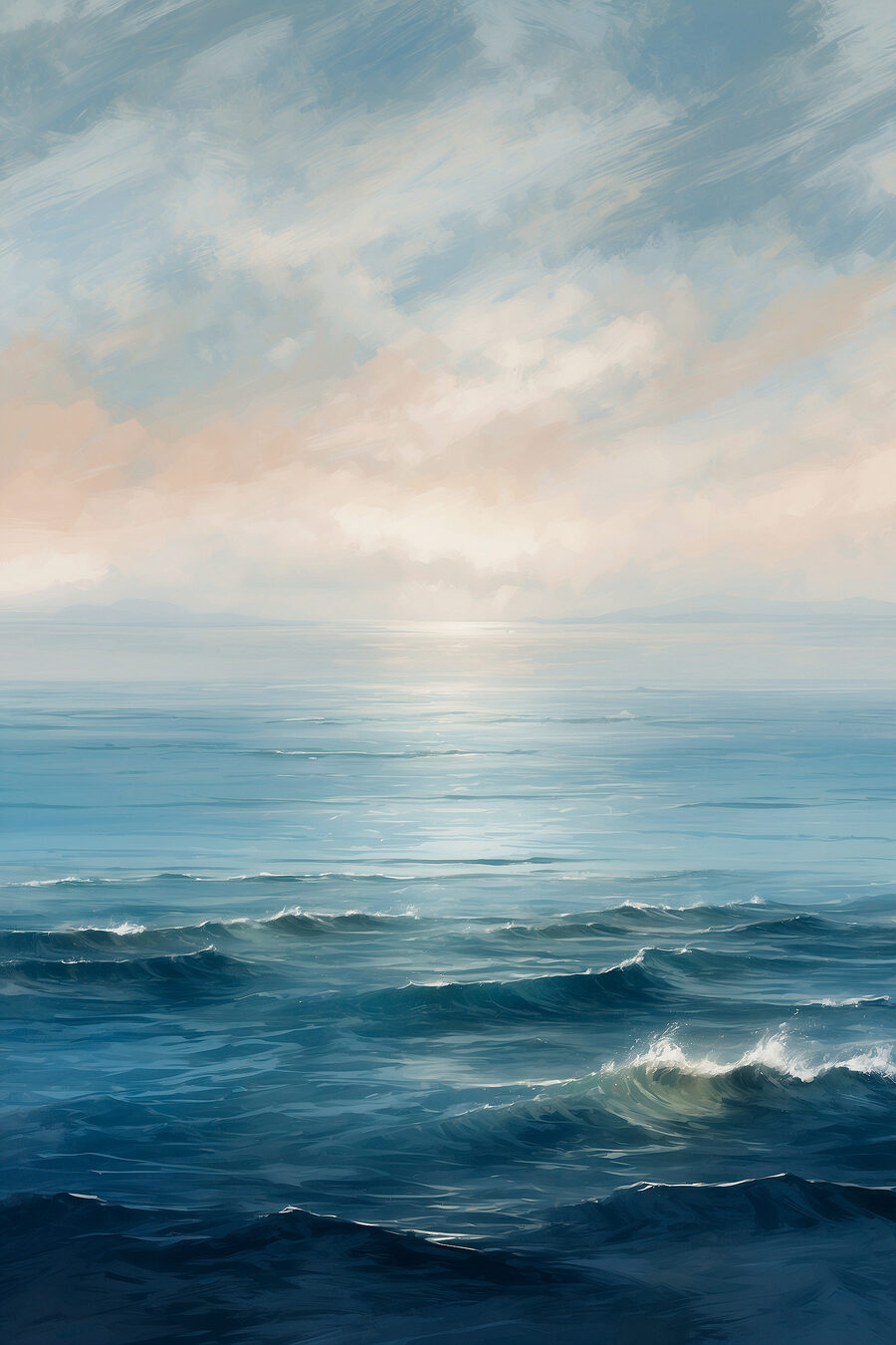 Mer aux tons pêche — motif complet