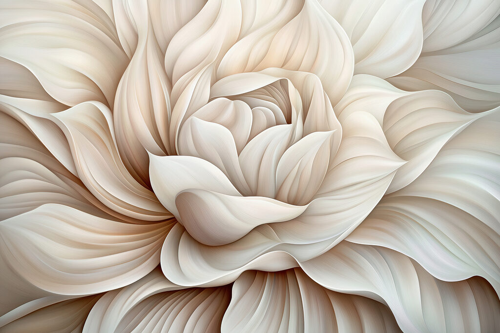 Tourbillon de pétales blancs — motif complet