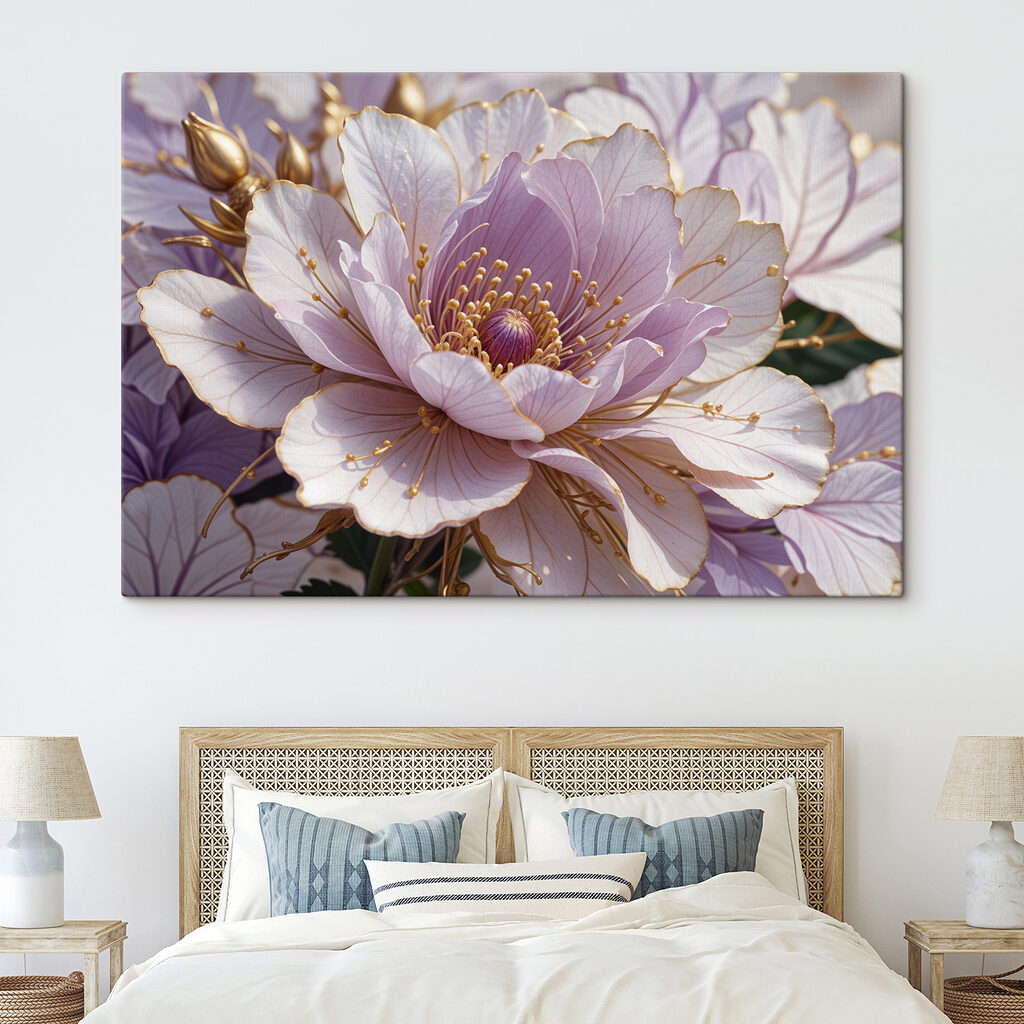 Fleur lilas, nervures dorées — intérieur 1