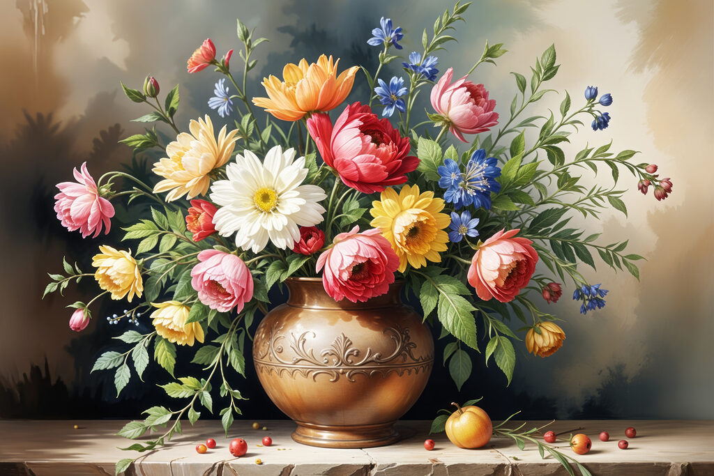 Bouquet d’été en coupe — motif complet