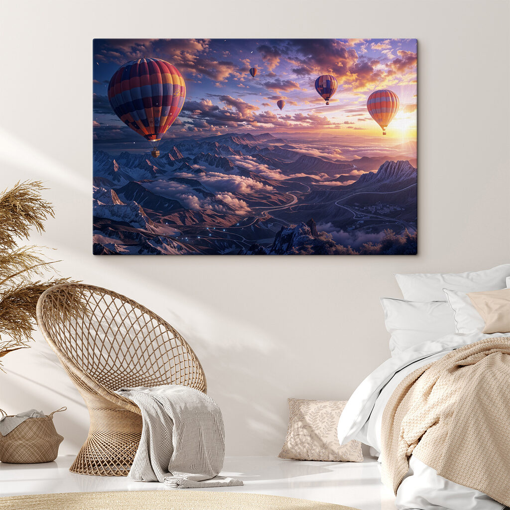Montgolfières et montagnes violettes — intérieur 1