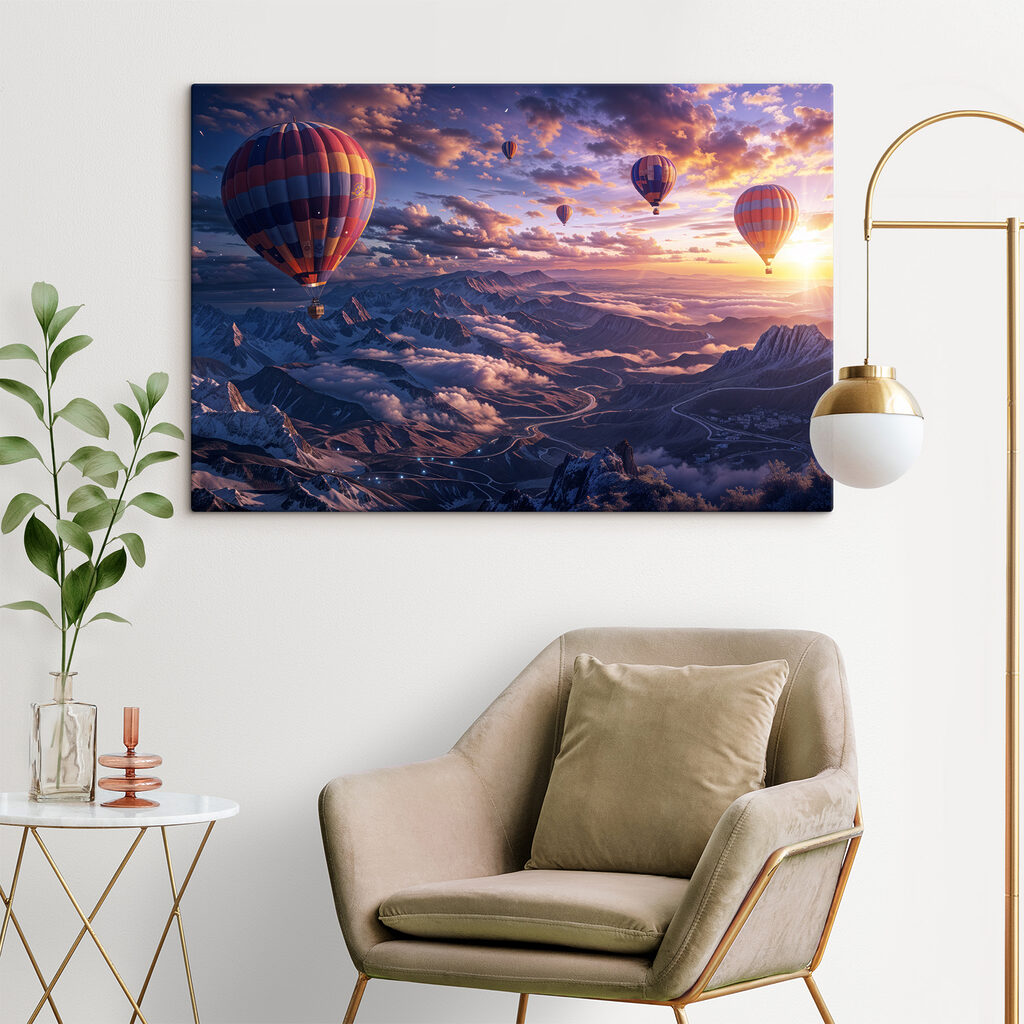 Montgolfières et montagnes violettes — intérieur 2