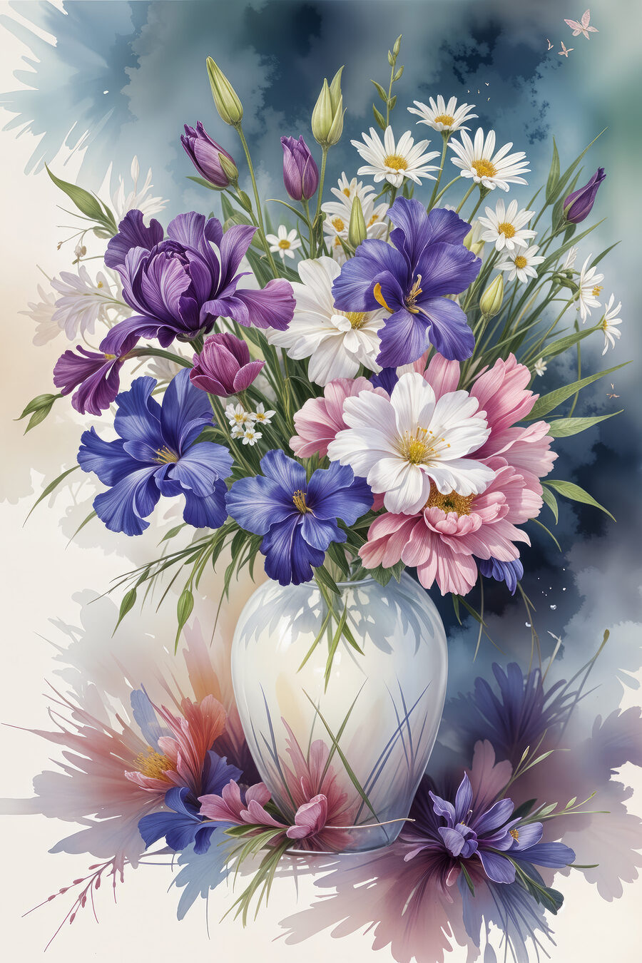 Bouquet bleu-violet — motif complet