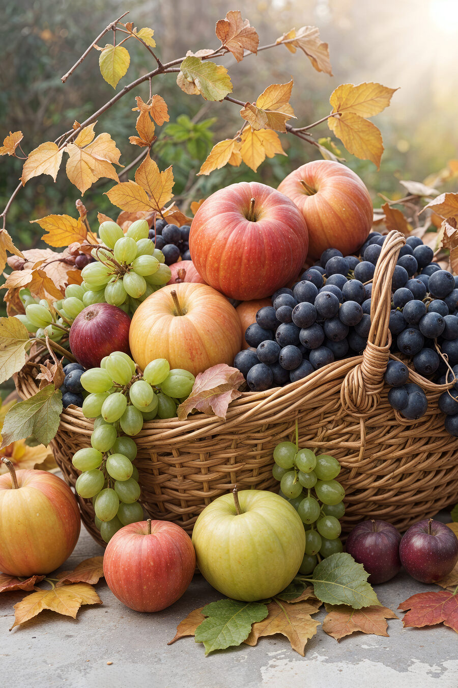 Panier de fruits d’automne — motif complet