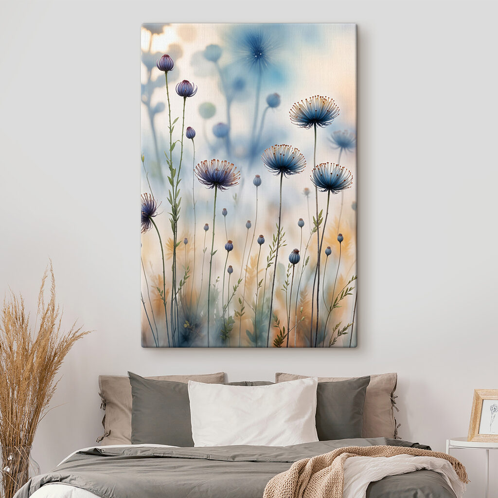 Pompons bleus dans l’herbe — intérieur 1