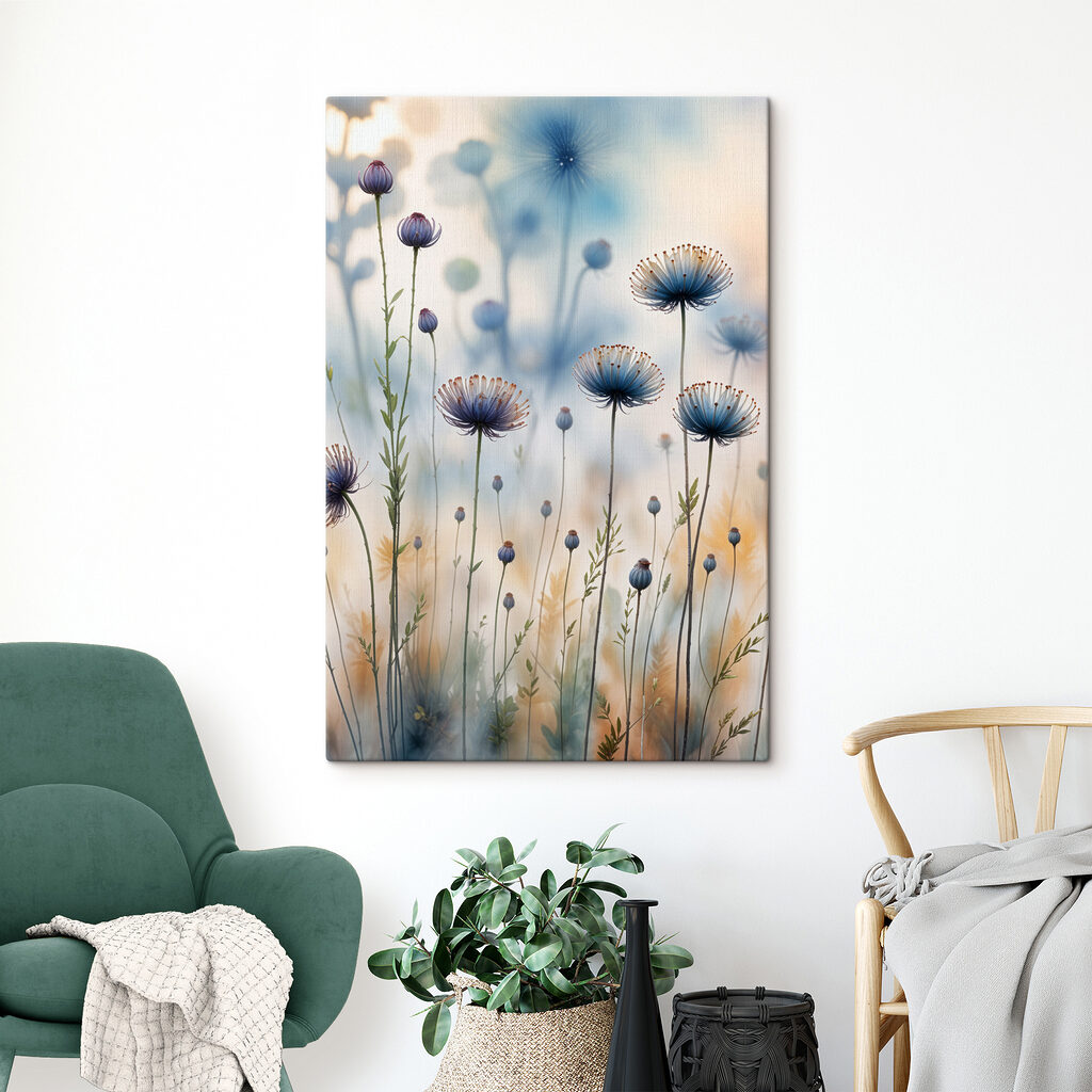 Pompons bleus dans l’herbe — intérieur 2