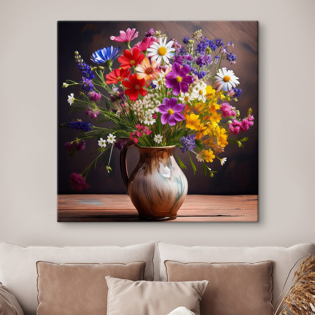 Bouquet champêtre, fond sombre — intérieur 2