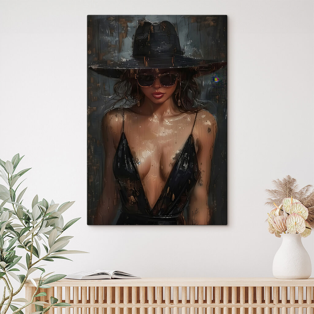 Chapeau sombre, regard caché — intérieur 1