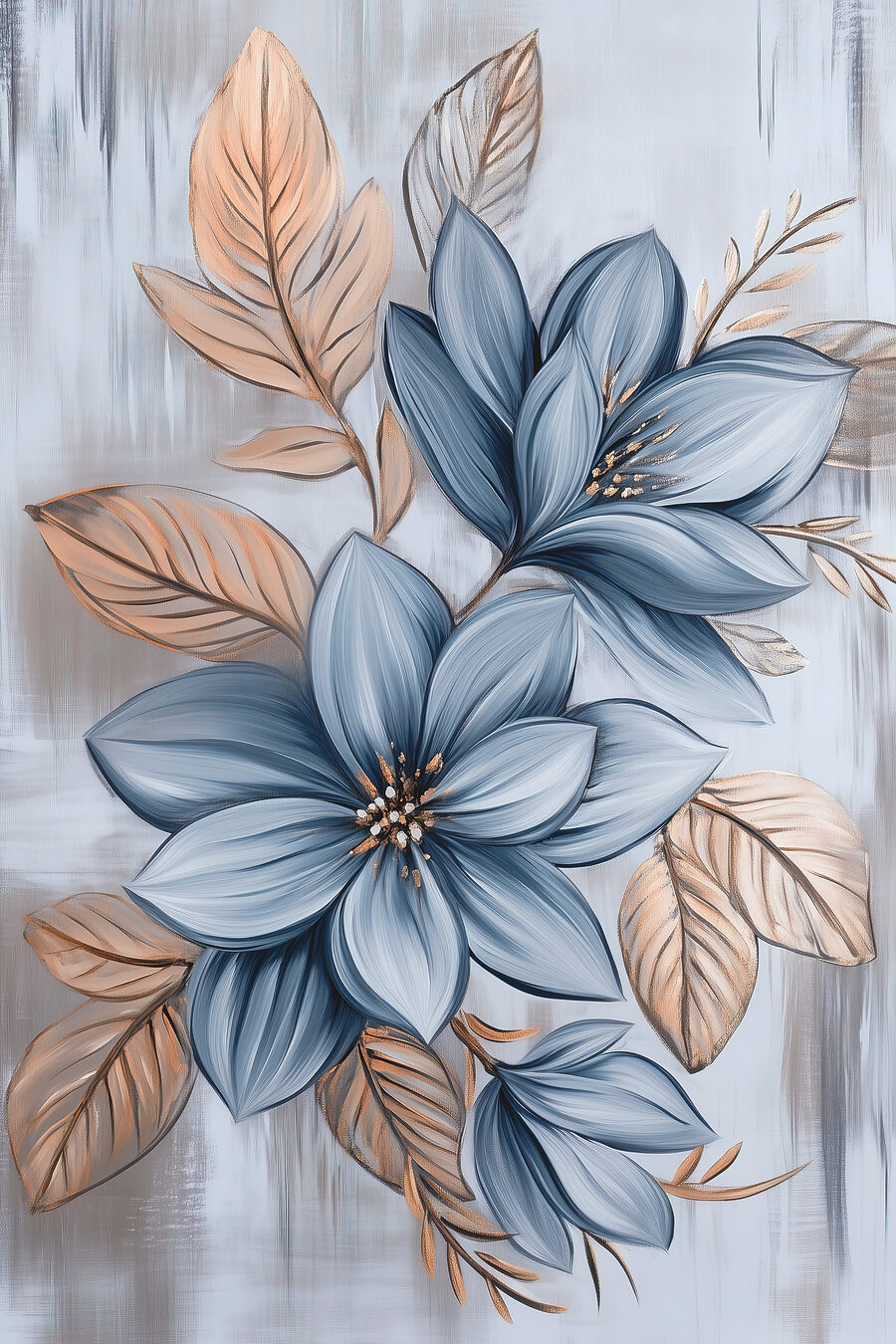 Floraison bleue et nervures — motif complet