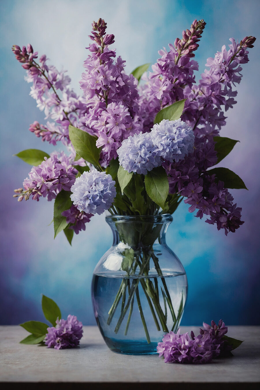 Lilas en vase clair — motif complet