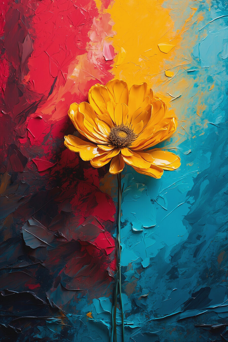 Fleur jaune entre aplats — motif complet