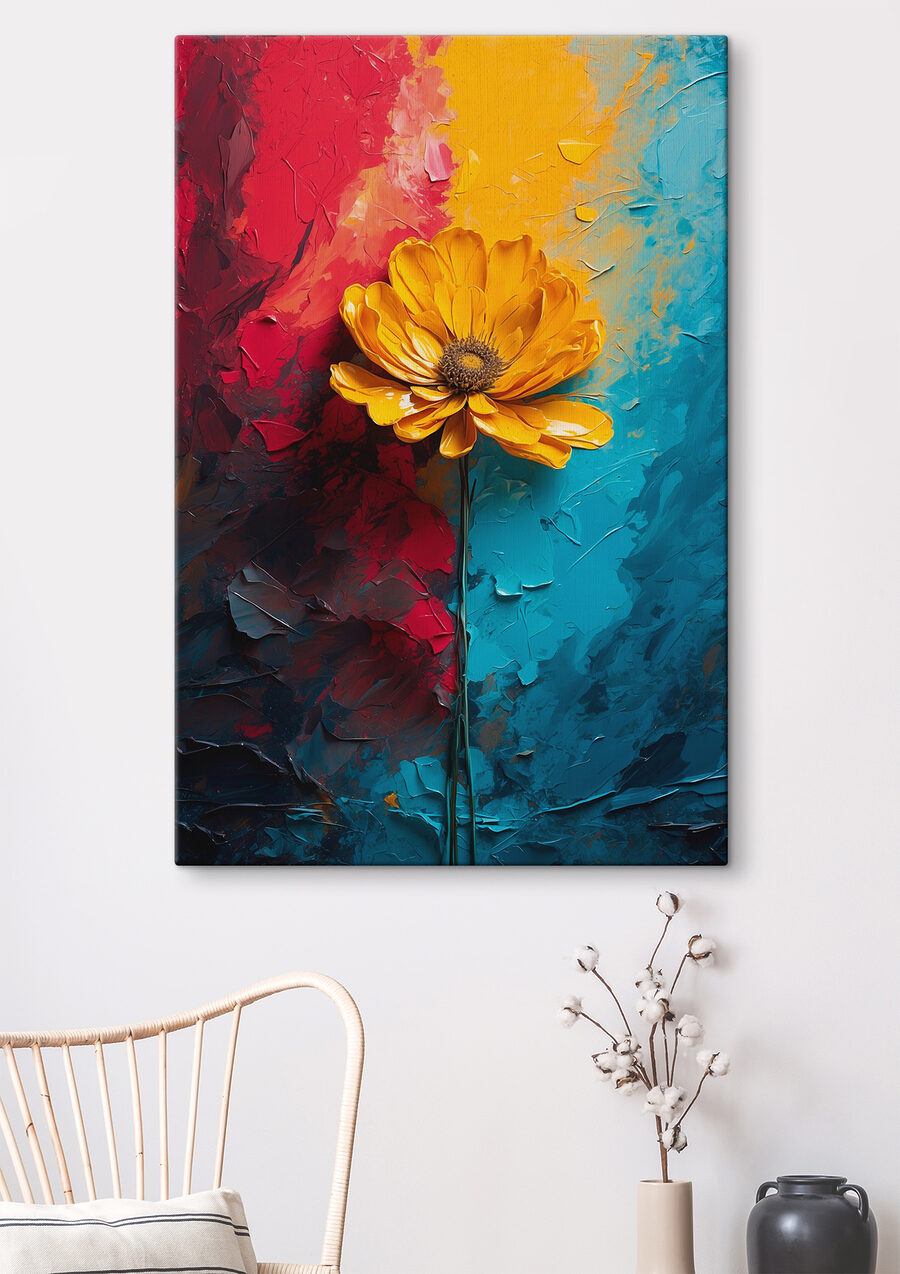 Fleur jaune entre aplats — intérieur 1