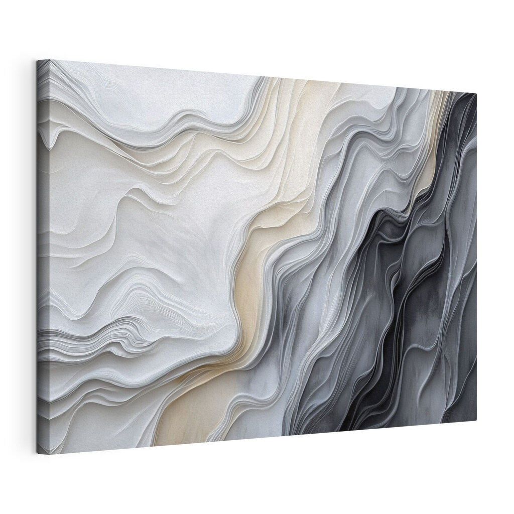 Blanc et bleu nuit, toile tendue et bord enveloppé