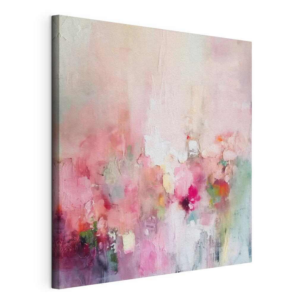 Touches de lumière rose, toile tendue et bord enveloppé