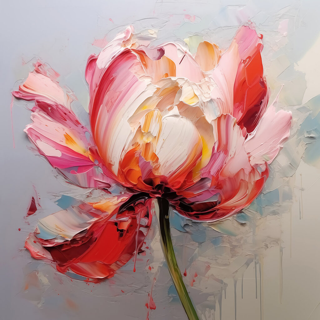 Tulipe en touches roses — motif complet