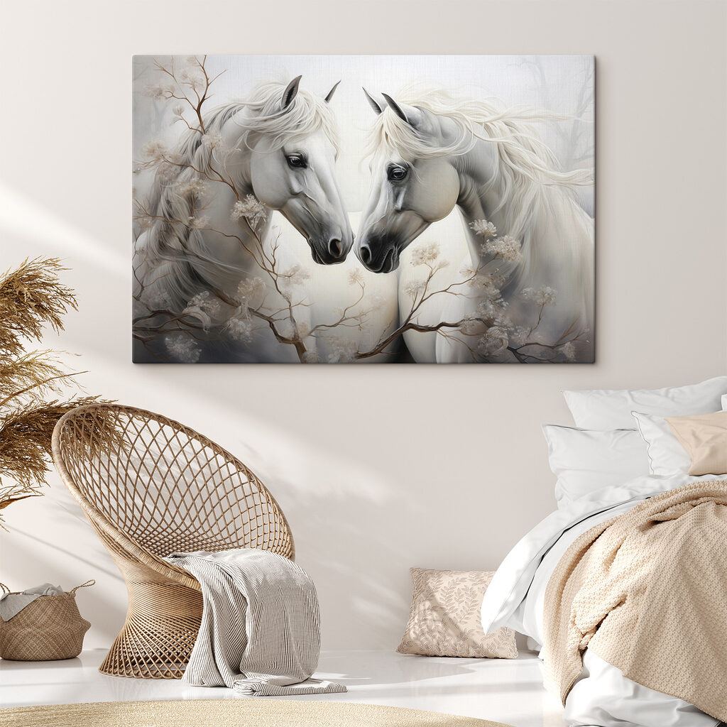 Chevaux blancs en hiver — intérieur 2