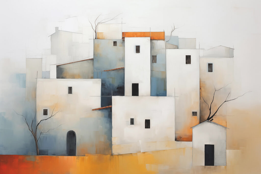 Maisons blanches en cubes — motif complet