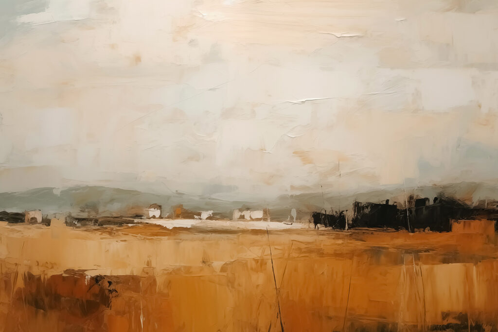Horizon sur champs ocre — motif complet