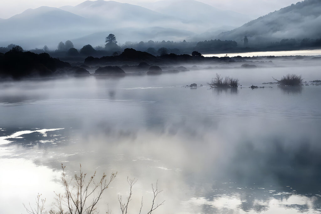 Brume sur l’eau calme — motif complet