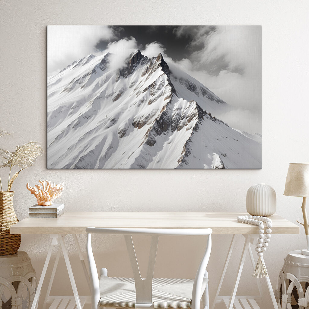 Crête enneigée monochrome — intérieur 2