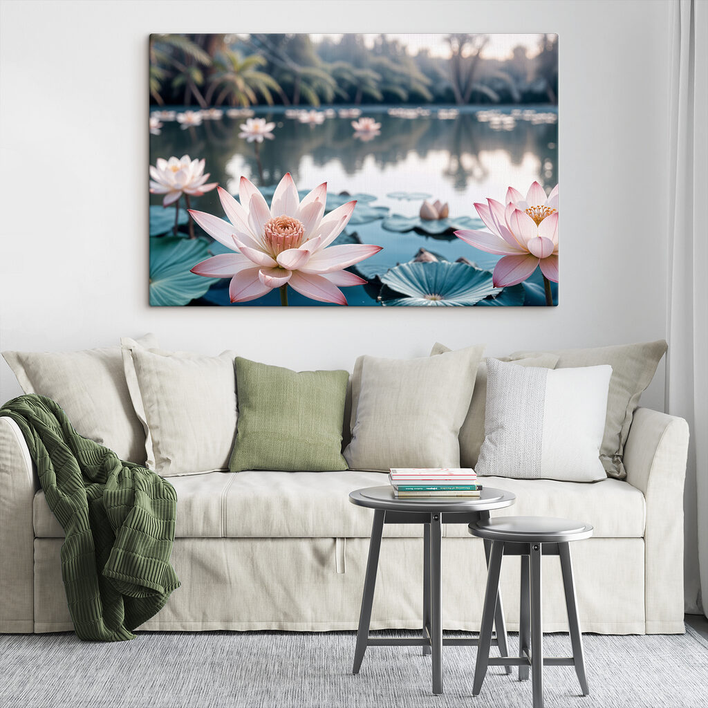 Lotus et palmiers sombres — intérieur 2
