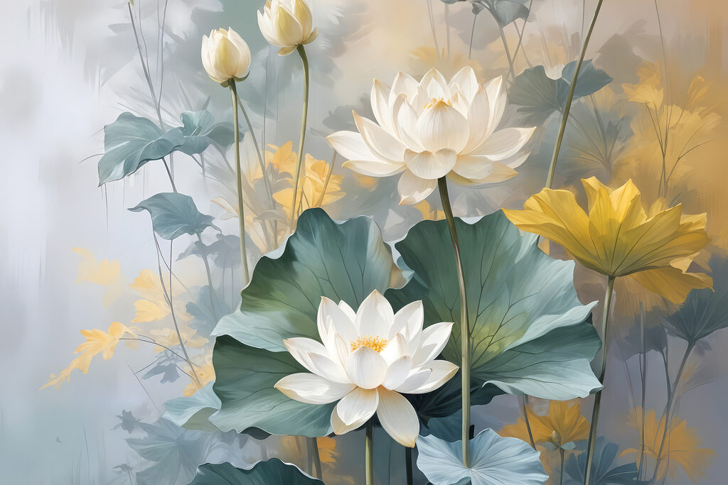 Lotus aux tons ensoleillés — motif complet