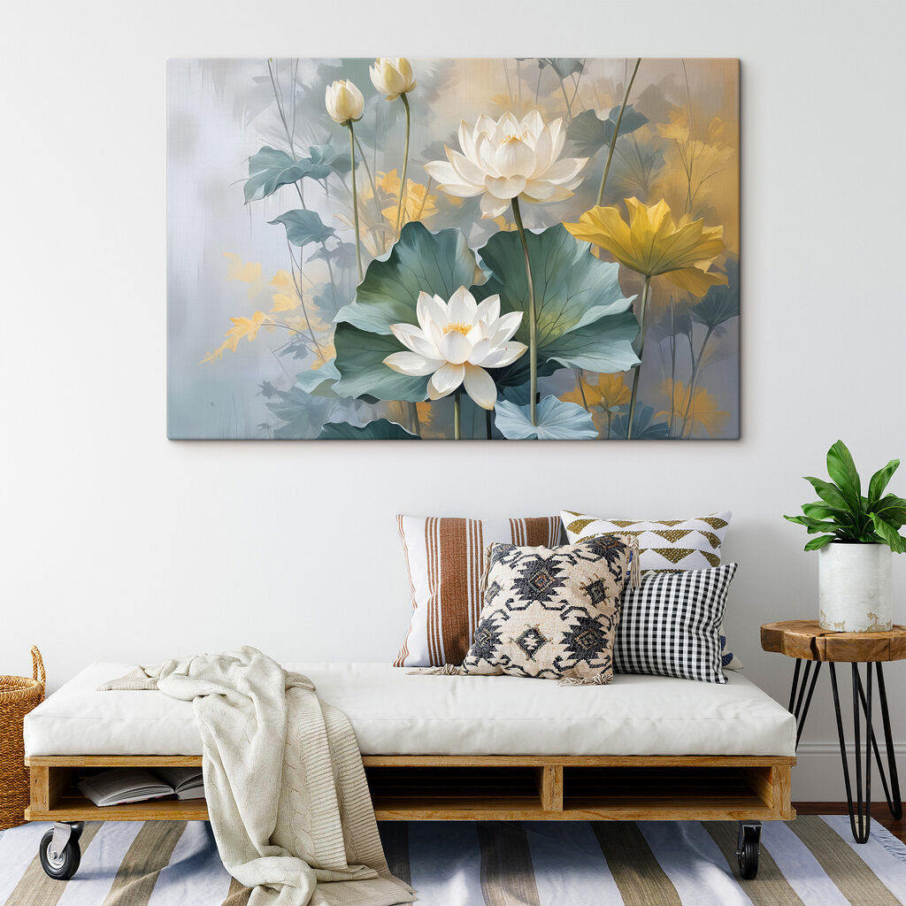 Lotus aux tons ensoleillés dans un intérieur