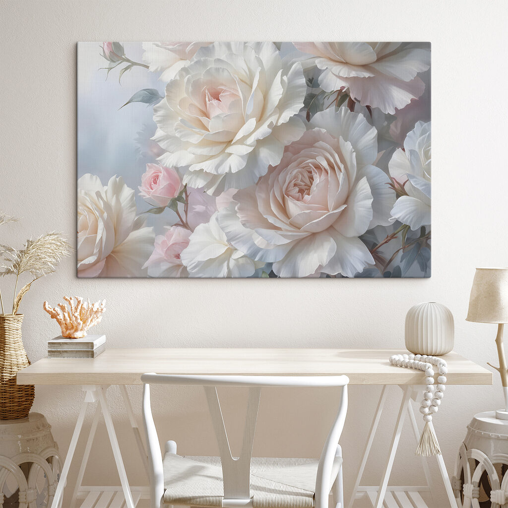 Roses en rose nacré — intérieur 1