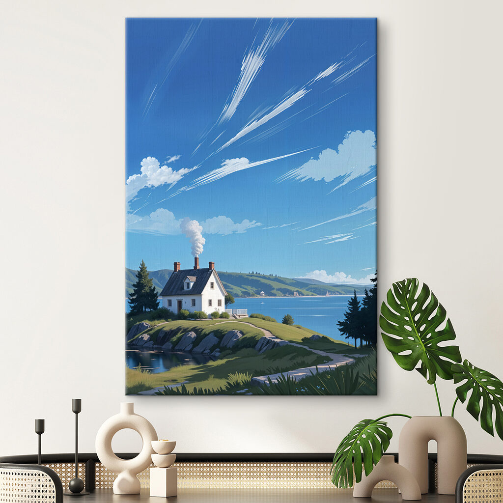 Maison blanche et nuages — intérieur 2