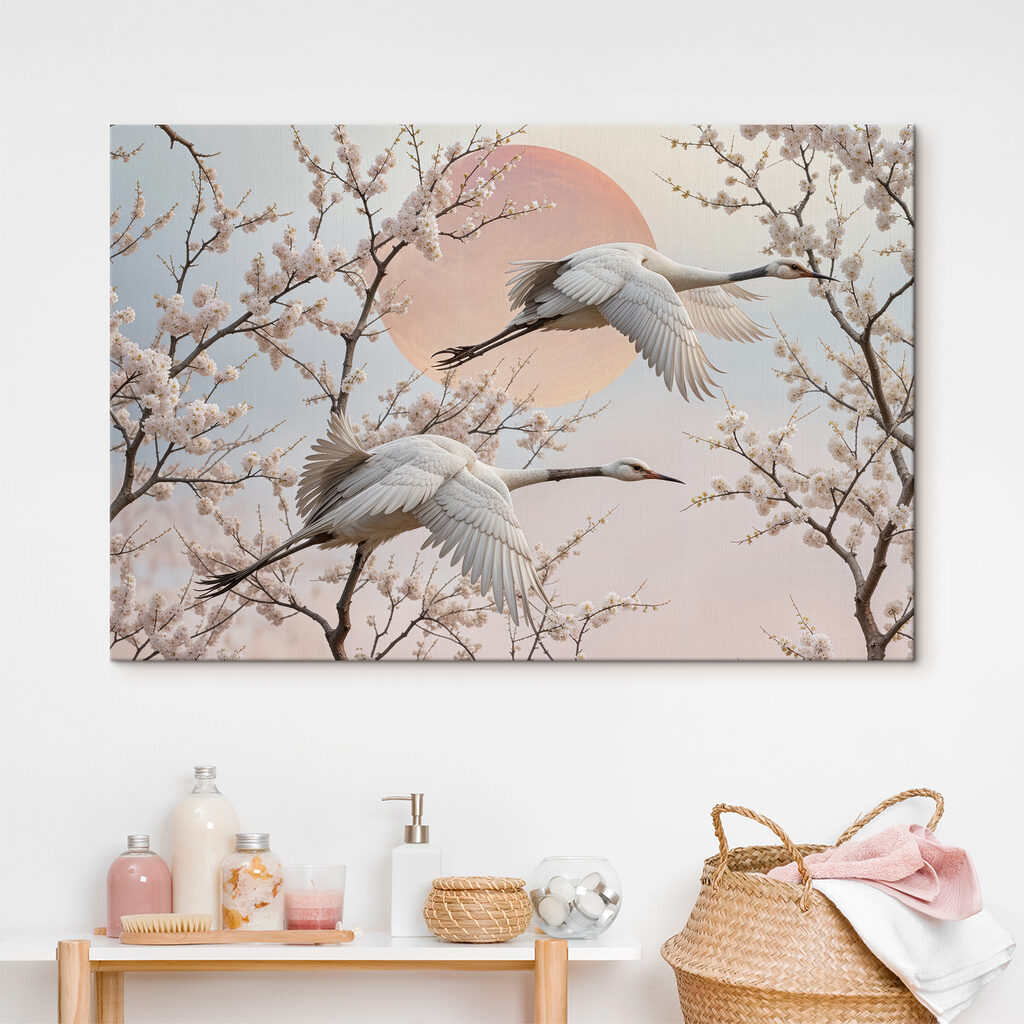 Grues et branches fleuries — intérieur 2