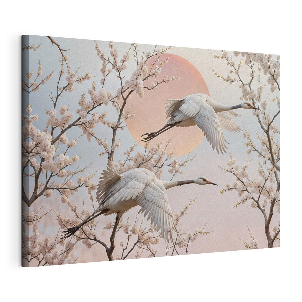Grues et branches fleuries — vue du produit