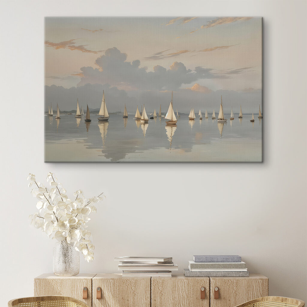 Voiliers sur l’eau pâle — intérieur 1