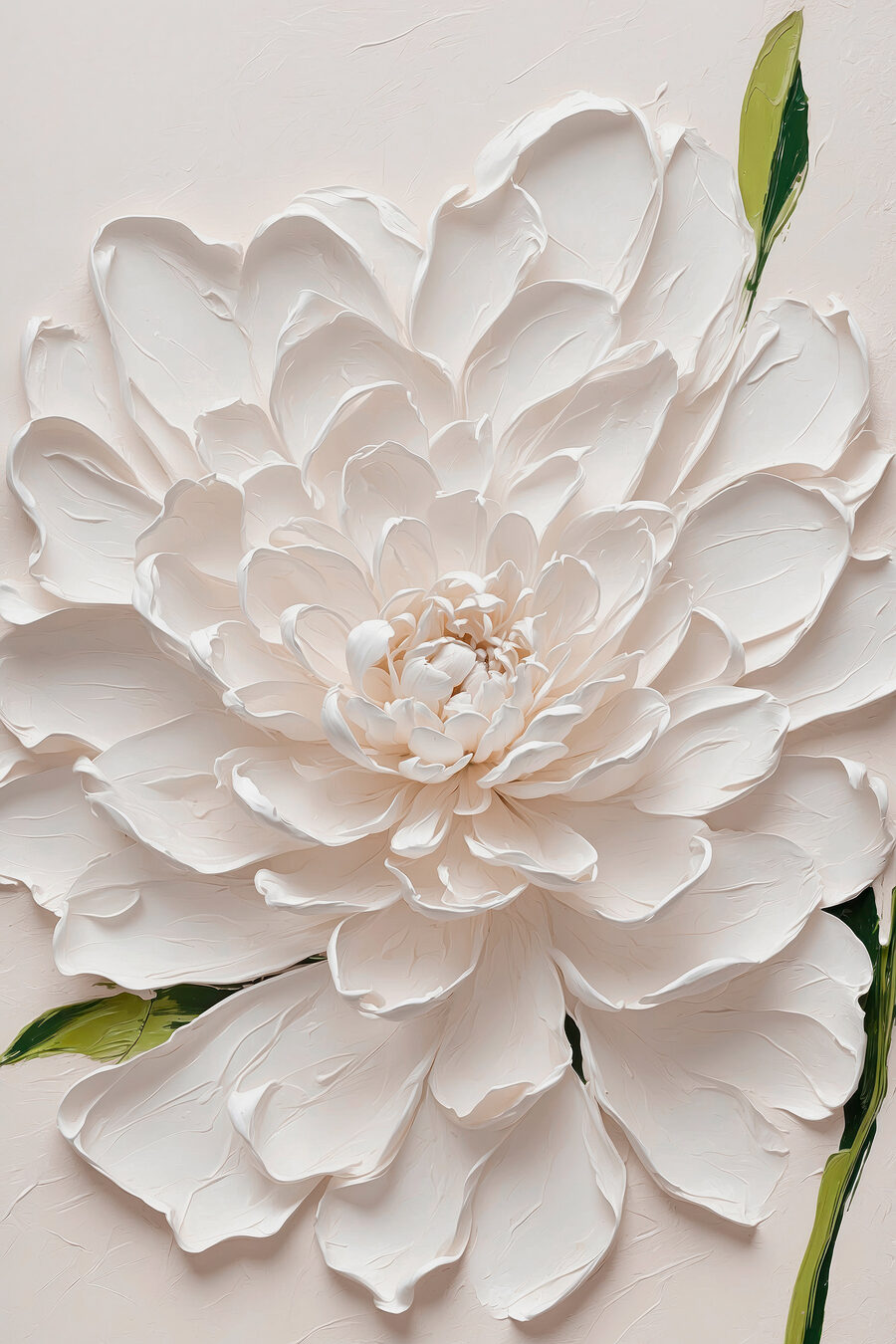 Fleur blanche, touches vertes — motif complet