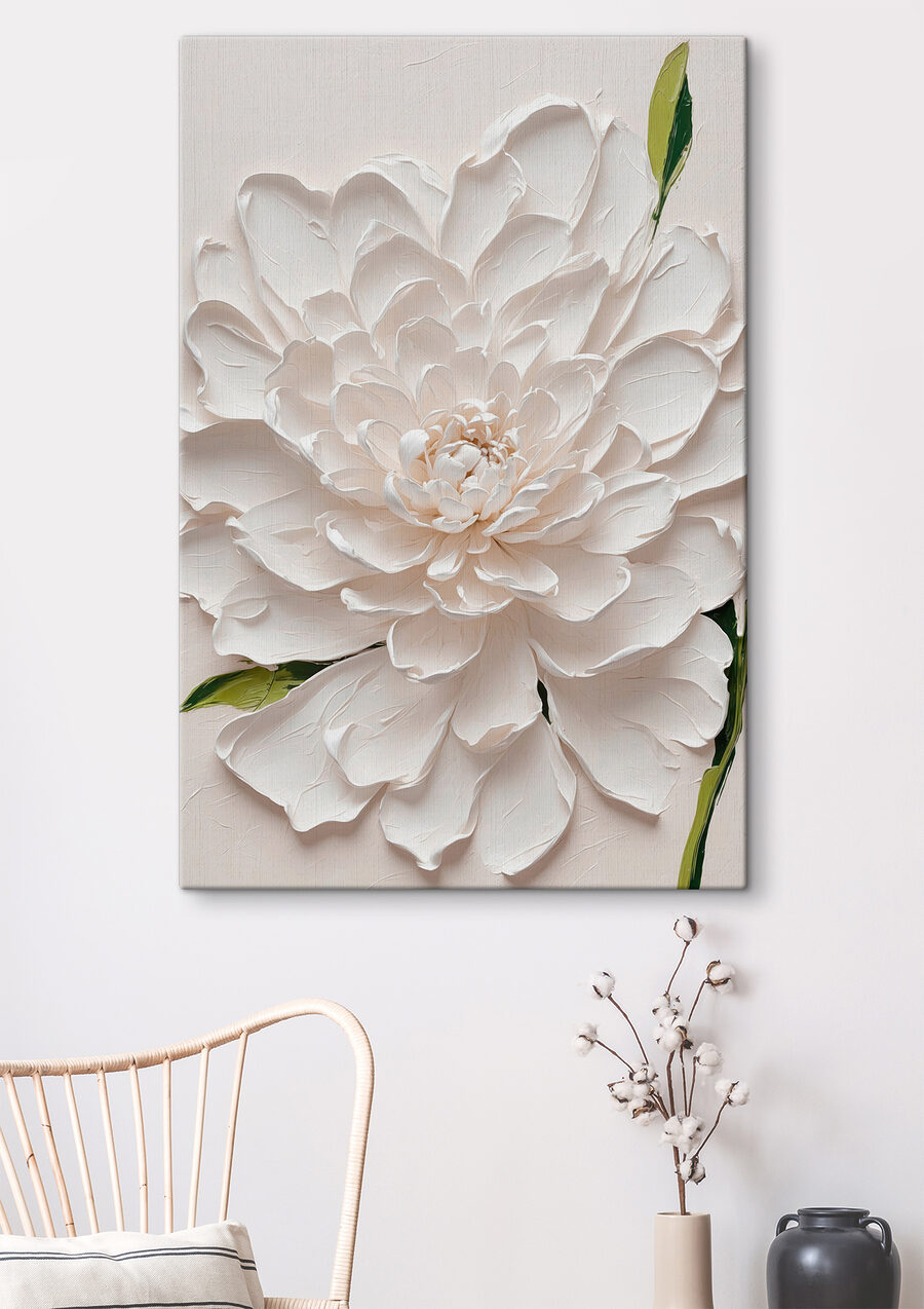 Fleur blanche, touches vertes — intérieur 1
