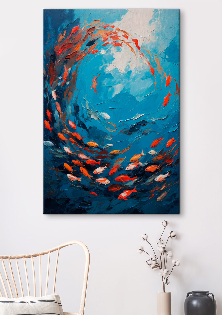 Ronde de poissons dans un intérieur