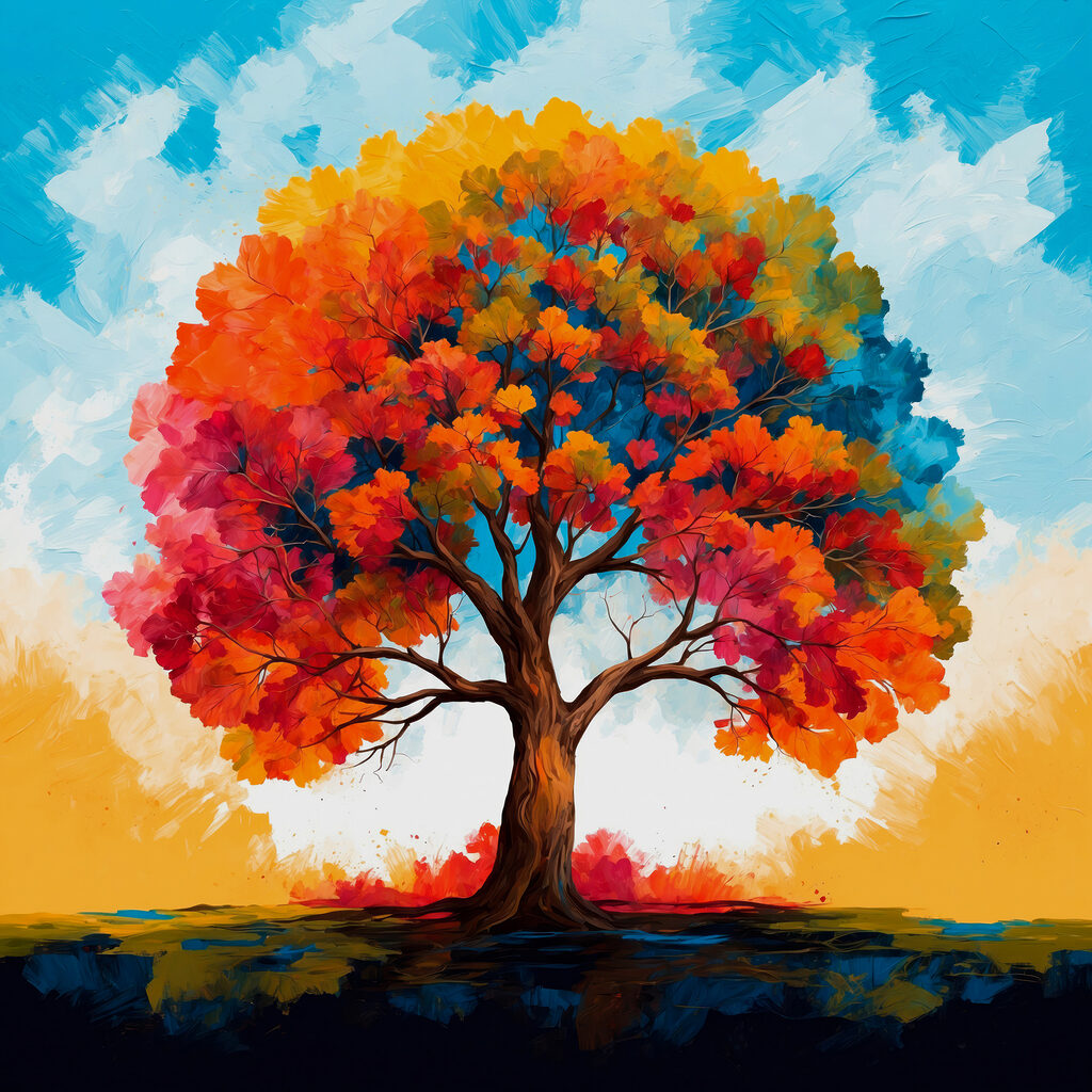 Arbre aux couleurs d’automne — motif complet