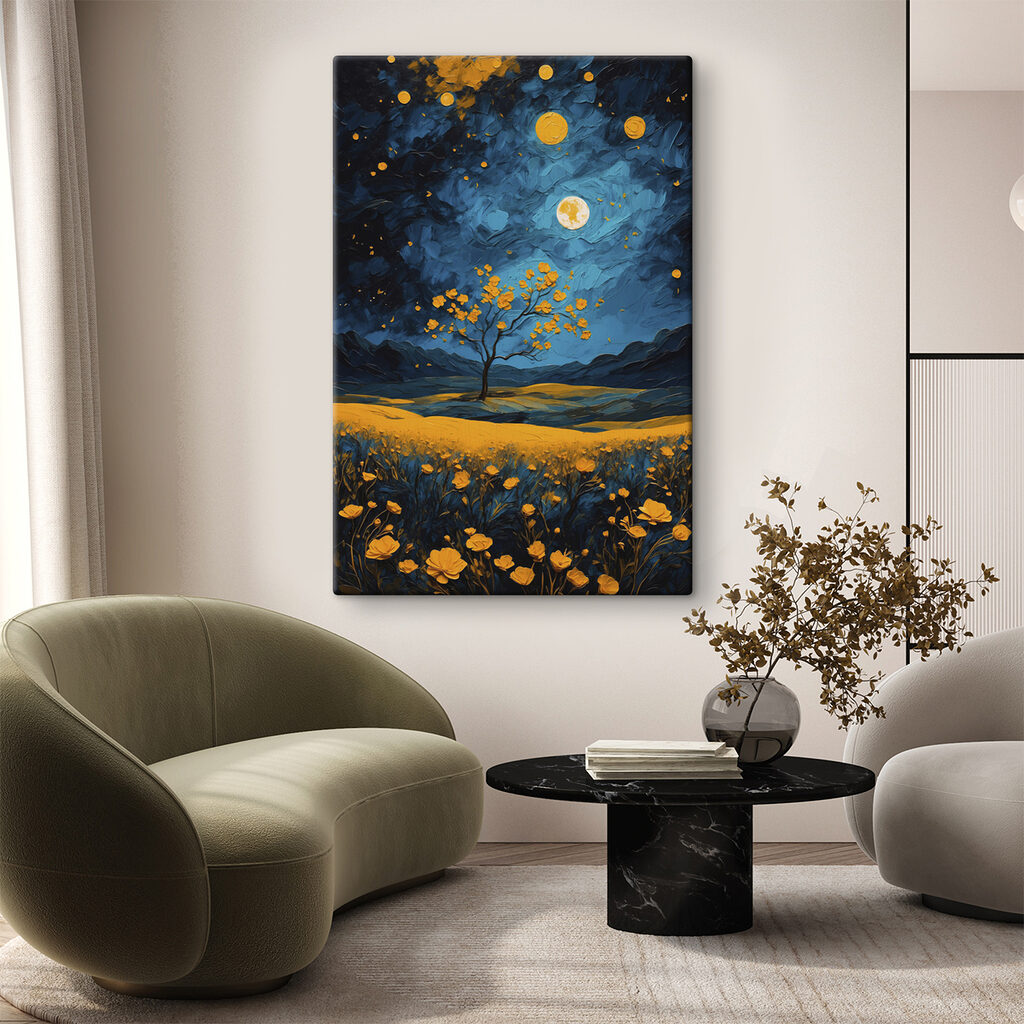 Fleurs dorées et lunes — intérieur 2