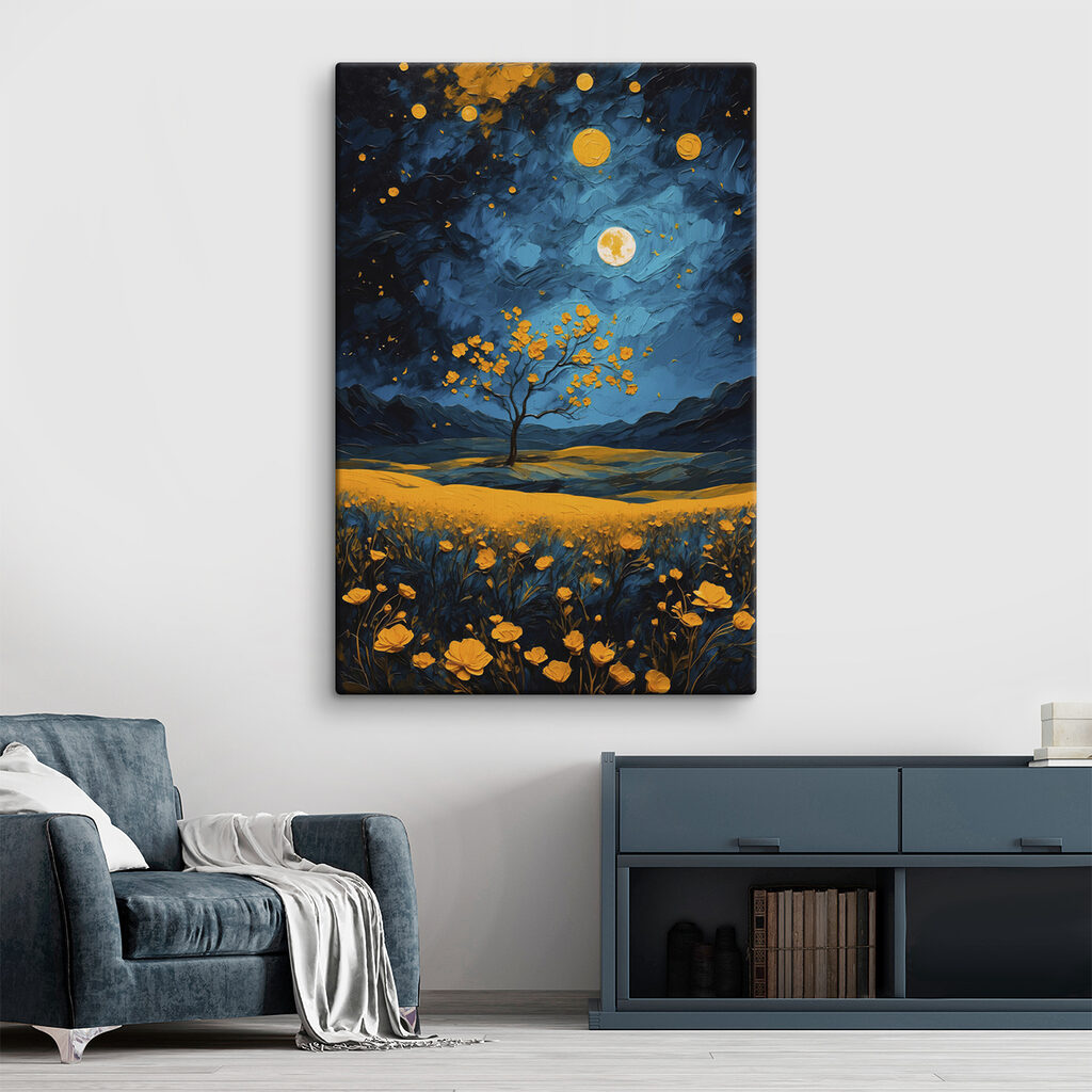 Fleurs dorées et lunes — intérieur 1