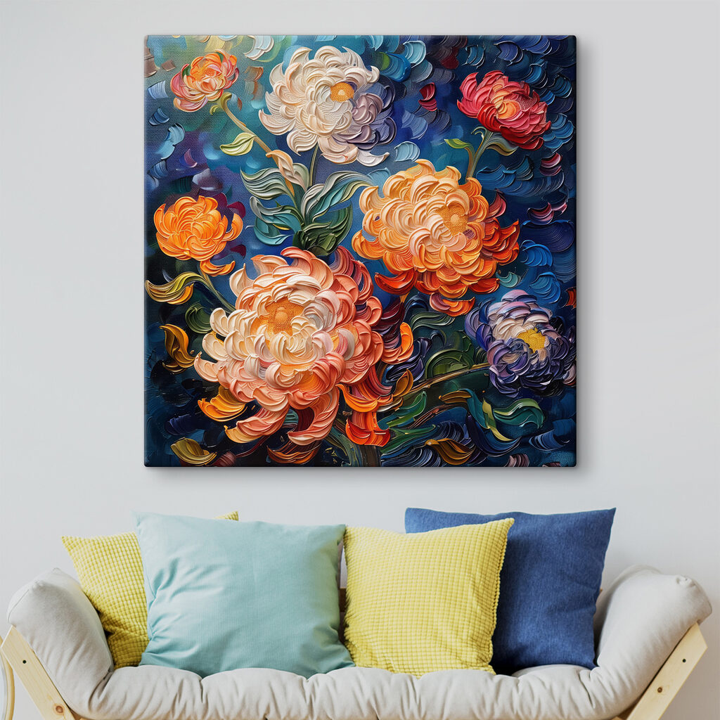 Fleurs en touches épaisses — intérieur 1