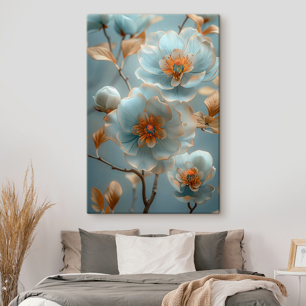 Fleurs bleues, branches dorées — intérieur 2