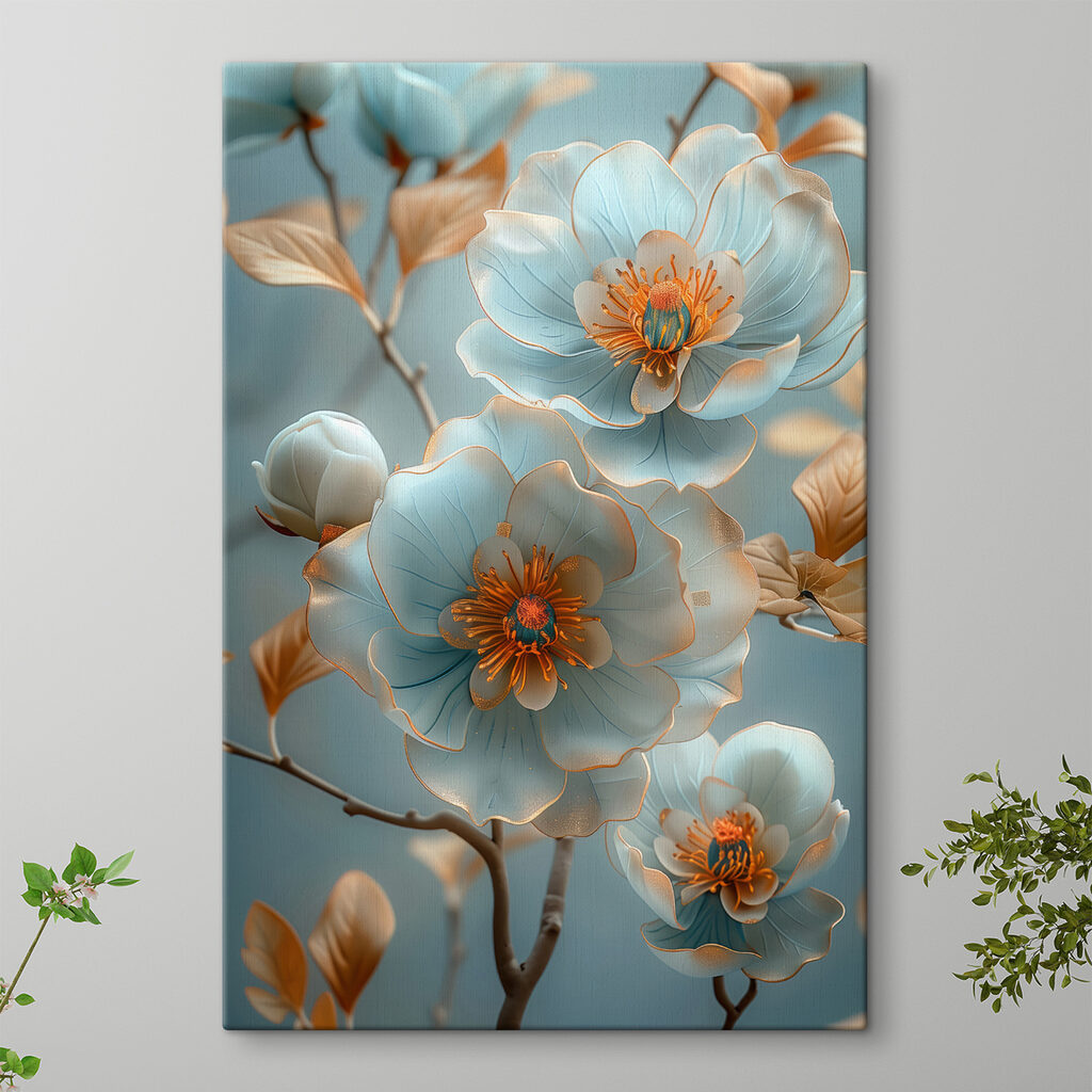 Fleurs bleues, branches dorées — intérieur 1