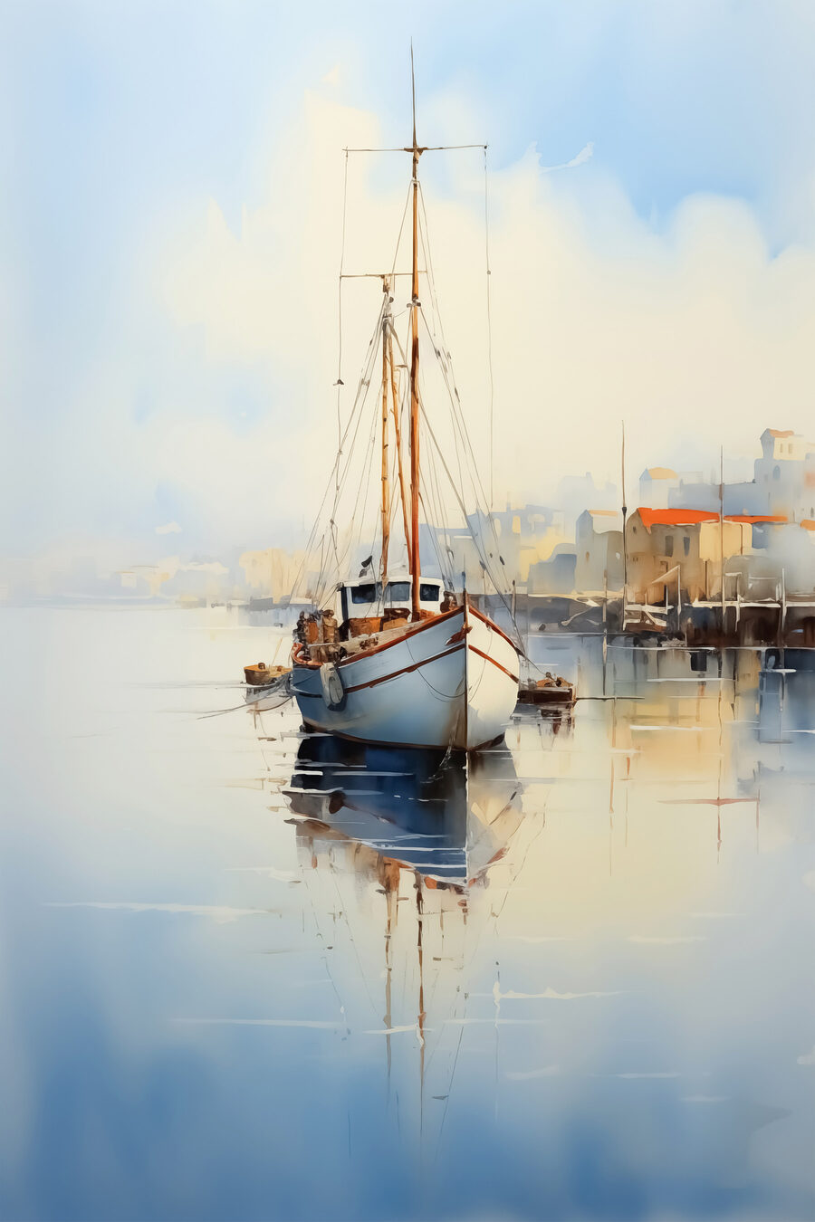 Voilier au petit matin — motif complet