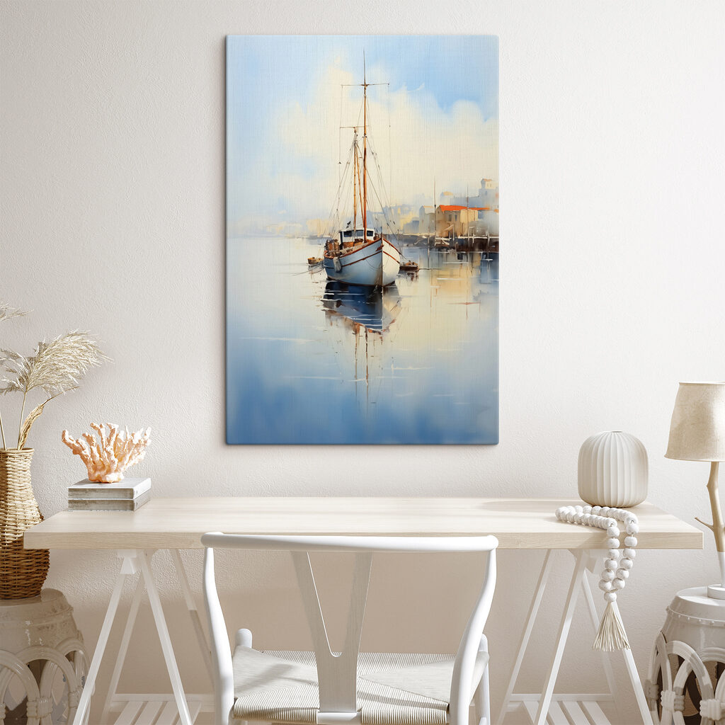 Voilier au petit matin dans un intérieur